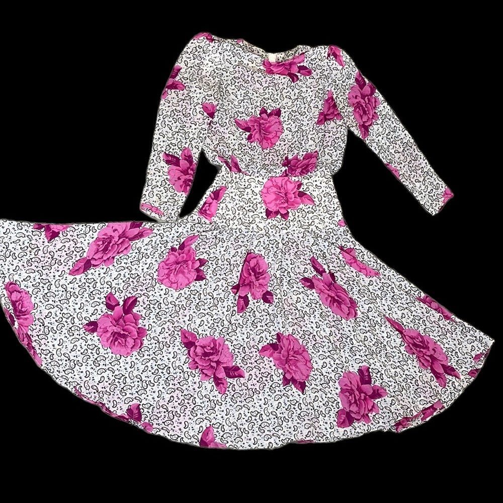 Vintage 80s Floral and Paisley Print Kono NY Dress